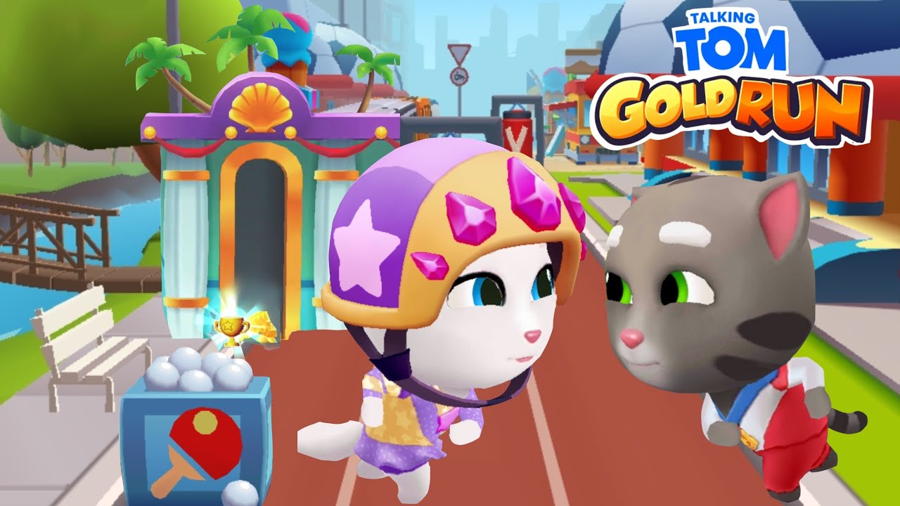 Talking Tom Gold Run - Gymnast Angela vs Champion Tom in Revamped Running Track 🏆🥅🏀