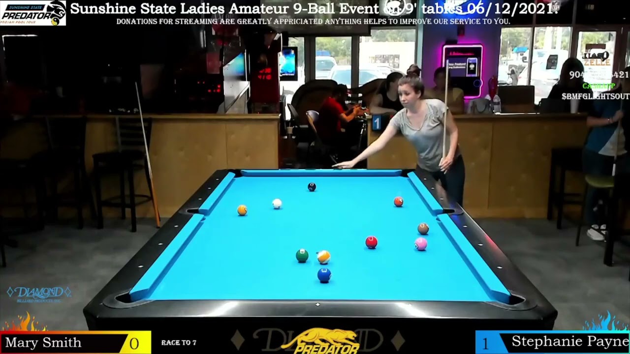 Mary Smith vs Stephanie Payne | 2021 QBall Billiards Jacksonville, FL Ladies Amateur 9-Ball Match #3