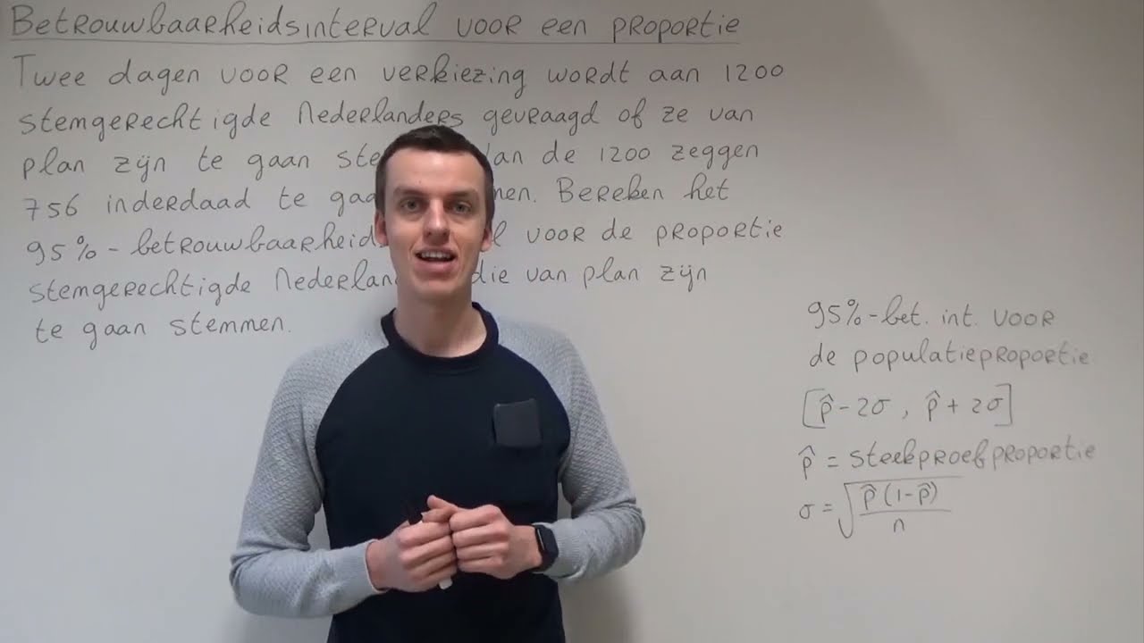 Betrouwbaarheidsinterval voor een proportie (HAVO wiskunde A & VWO wiskunde A/C)