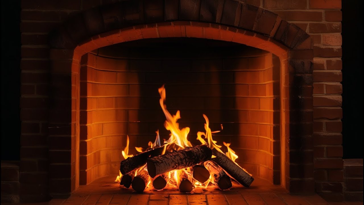 🔥Ease Your Mind with a Cozy Fireplace Glow - Burning Logs Up Close, and Natural Crackle Sound.