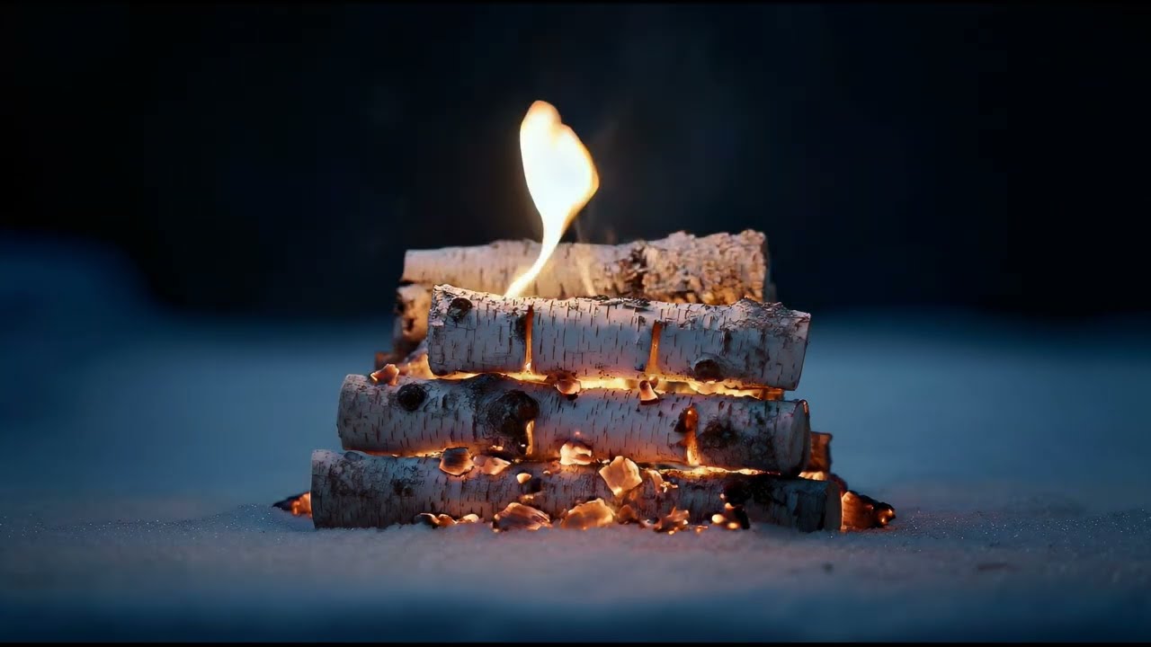 10 Hours Cozy Winter Campfire ❄️ Crackling Fire Sounds for Deep Sleep & Relaxation
