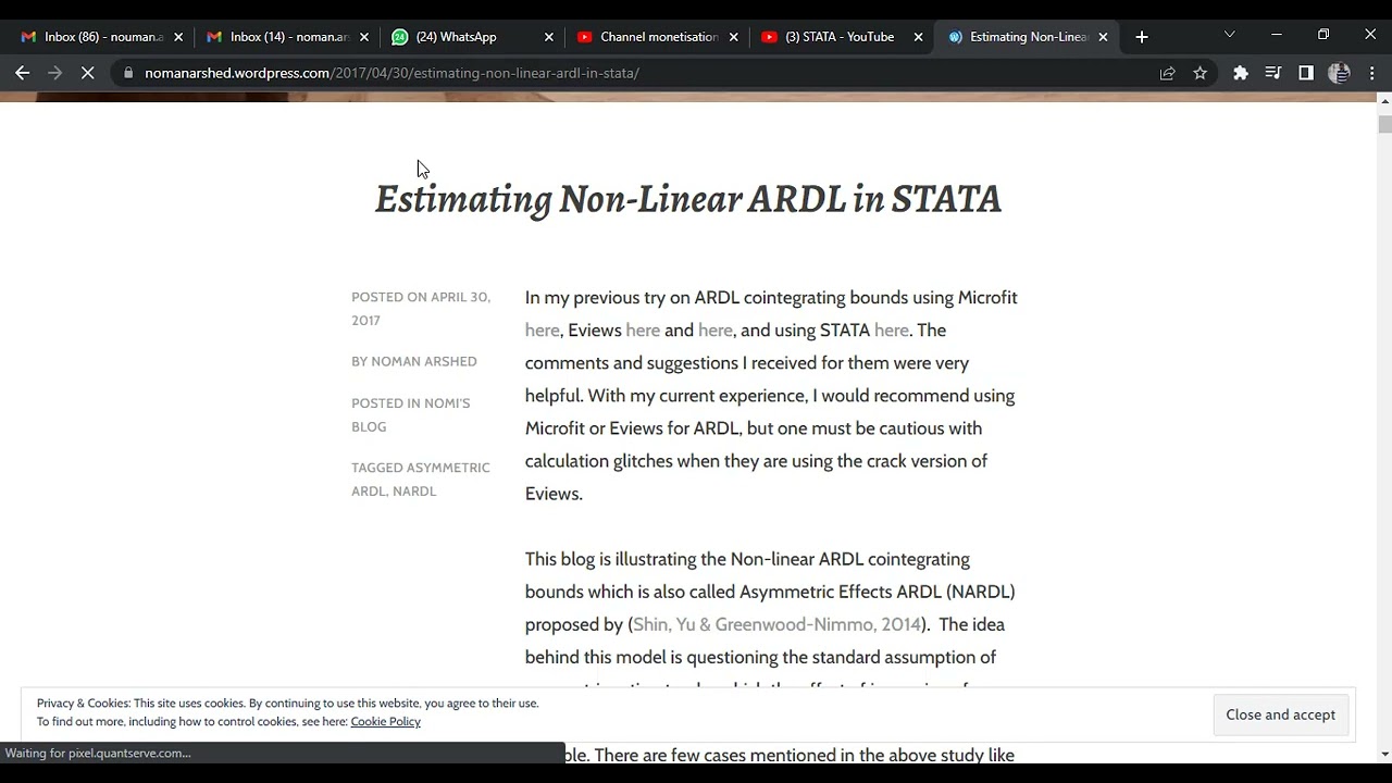 Advanced Timeseries Regression - Estimating Asymmetric Effects ARDL / Non Linear ARDL model in STATA