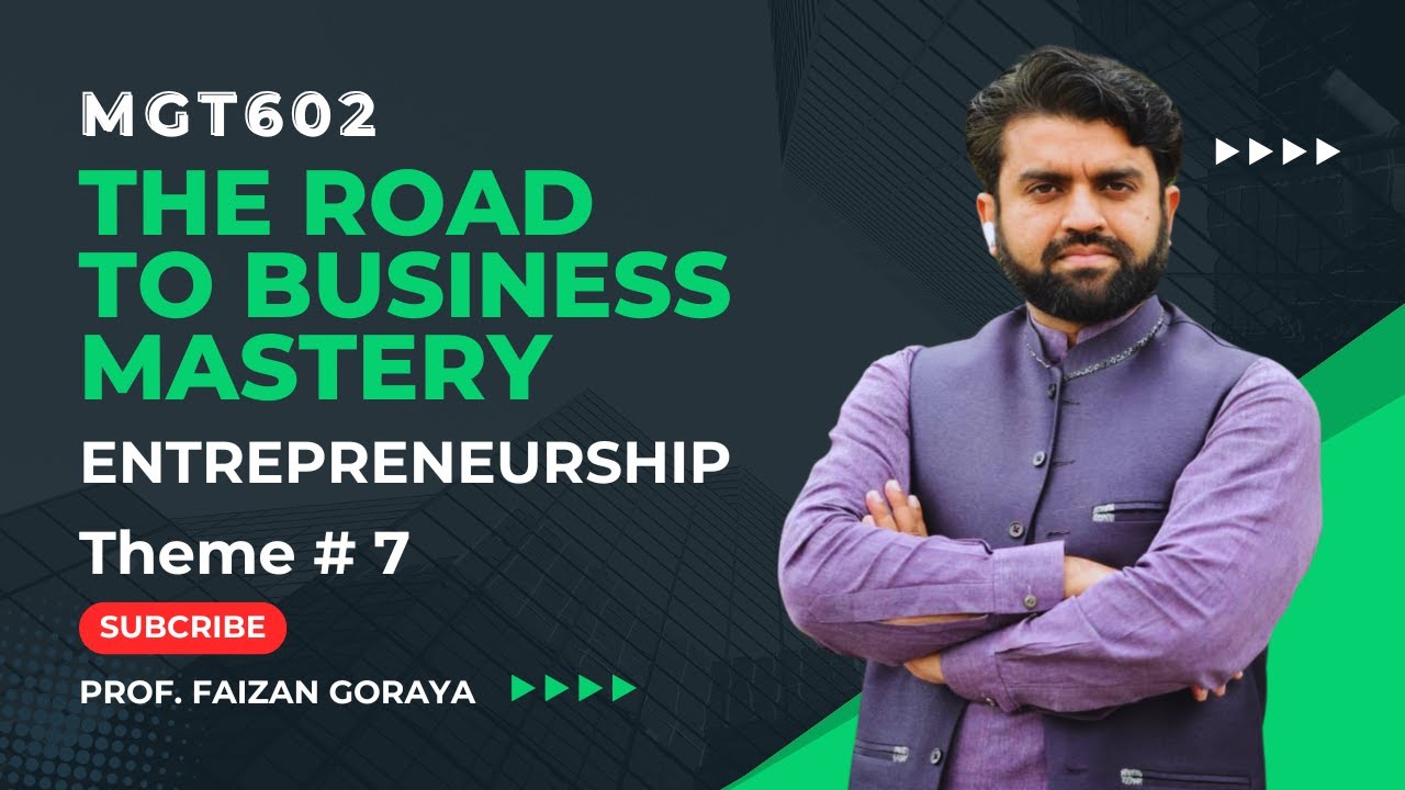 MGT602 Theme 7: Entrepreneurship and Creativity || Entrepreneurship || Short Lecture