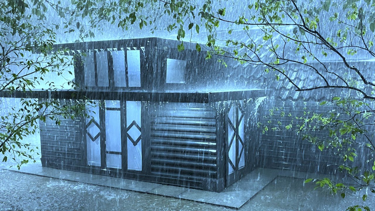 Deep Sleep Immediately with Pouring Rain & Rumbling Thunder on the Faded Metal Roof in the Night