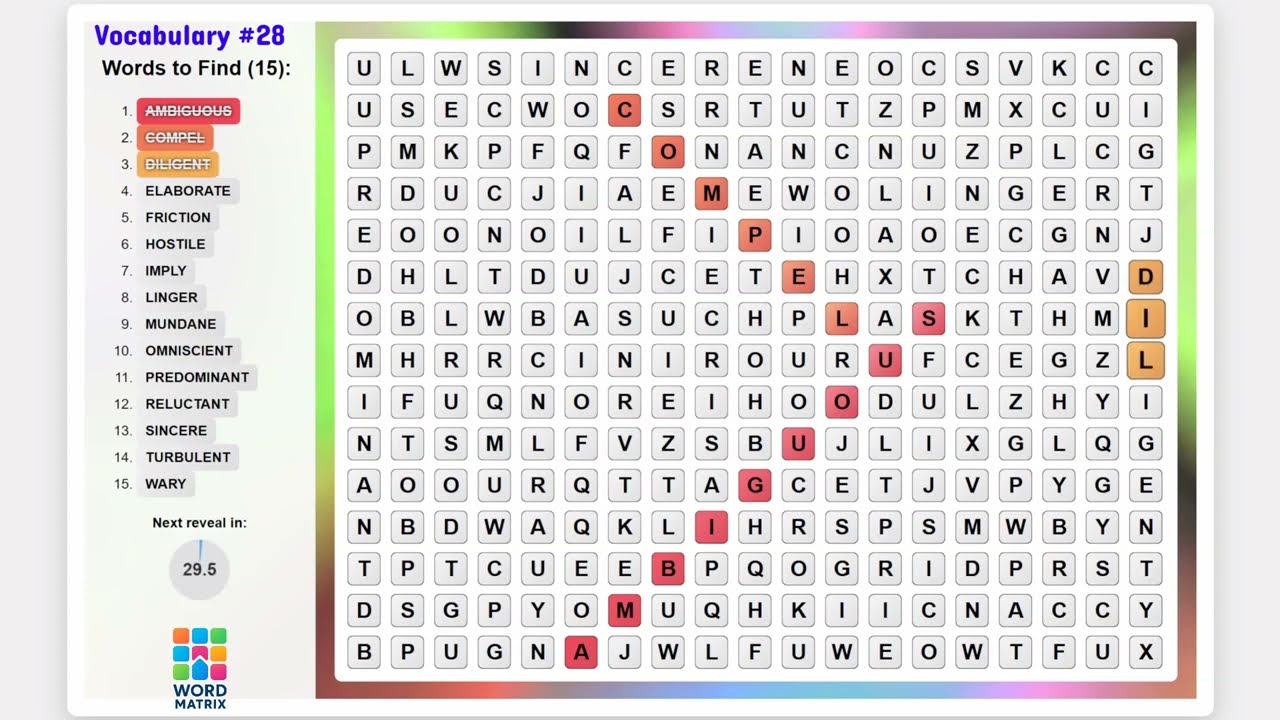 Word Search Challenge #28: Can You Find All 15 Before I Do? - Word Matrix