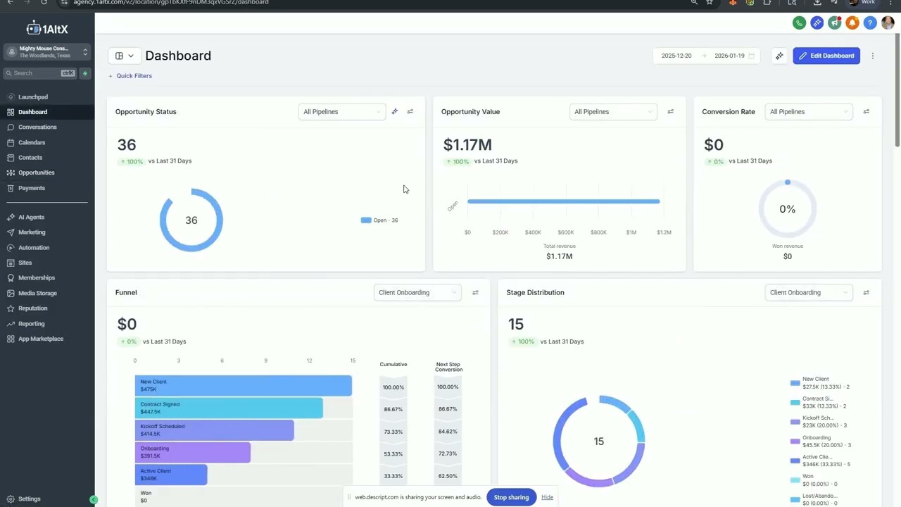 GoHighLevel Sales & Onboarding Pipelines | Automation Demo | 1AltX