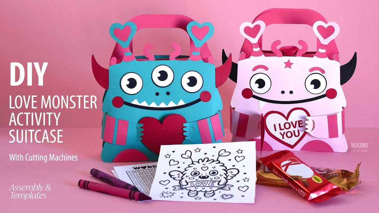 How to Make a Love Monster Activity Suitcase Treat Box, Assembly and Templates
