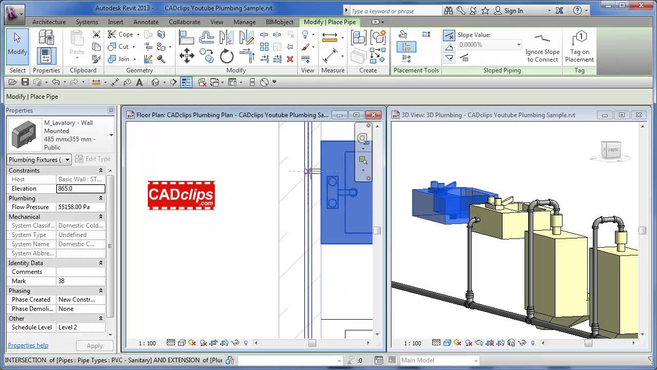 REVIT MEP Hot and Cold Water Plumbing - CADclips