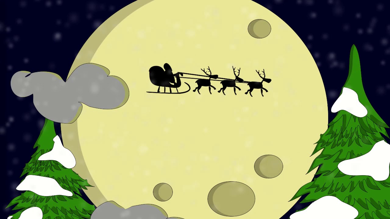 Santa Flying at Full Moon