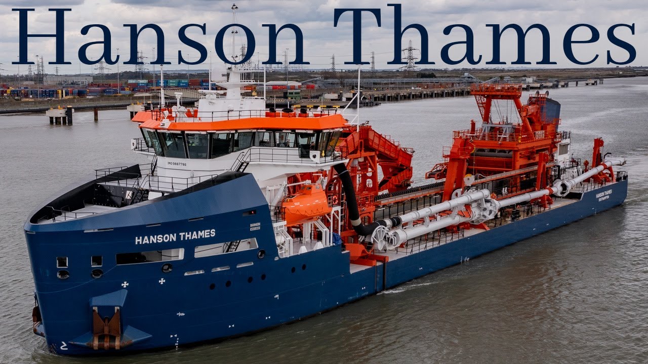 Hanson Thames Dredger on The Thames at Tilbury