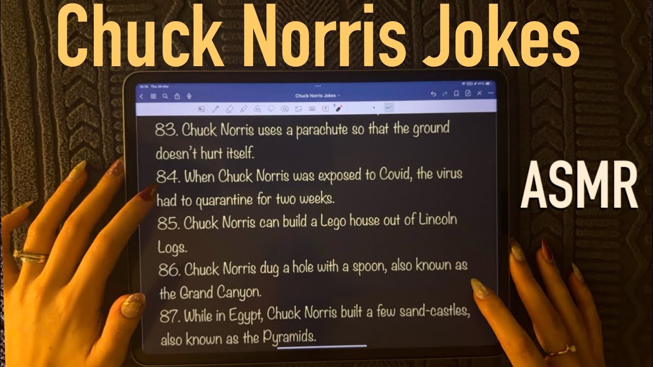 😴 ASMR - Slow Reading of 87 Chuck Norris Jokes (Clicky Whispers)