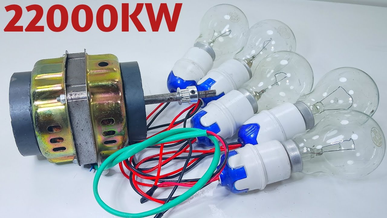 Free Electricity energy 22000KW 230v magnetic generator with copper wire light bulb at home 2025.