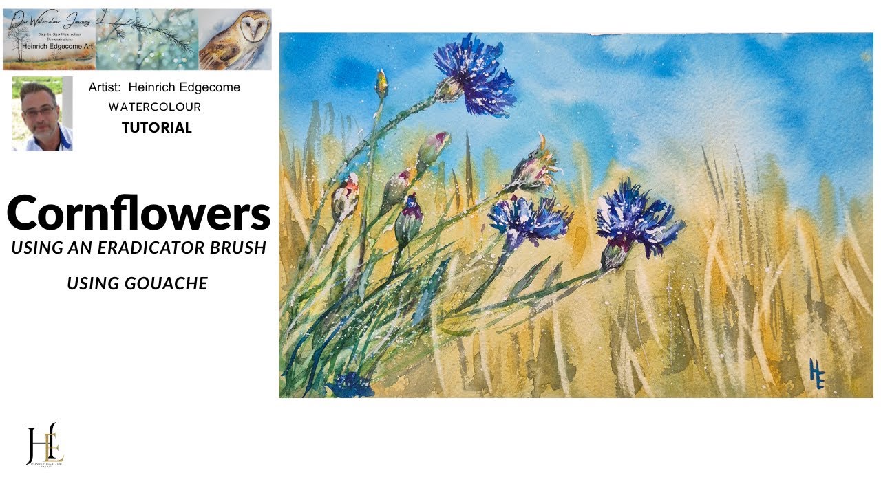 How to paint Cornflowers in watercolor