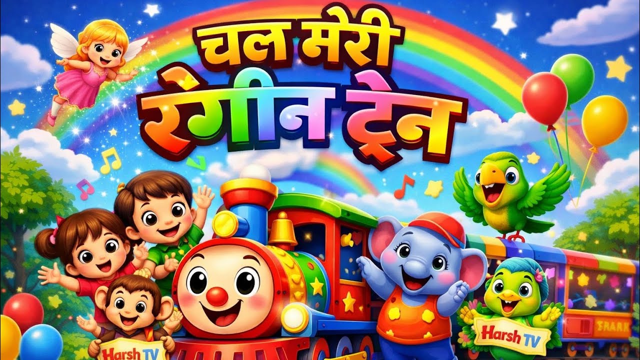 चल मेरी रंगीन ट्रेन 🚂 | Kids Hindi Rhymes | 3D Cartoon Train Song | Harsh TV Kids Songs