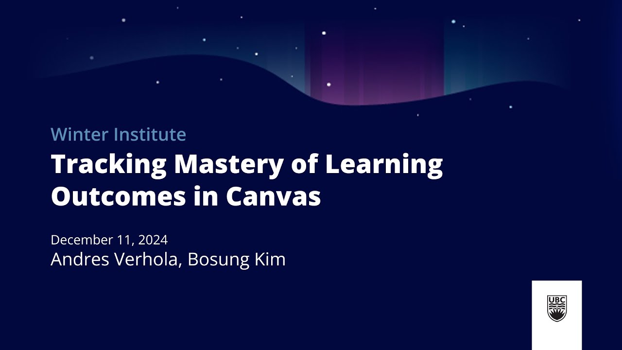 Tracking Mastery of Learning Outcomes in CanvasSeries: CTLT Institute Online This Week