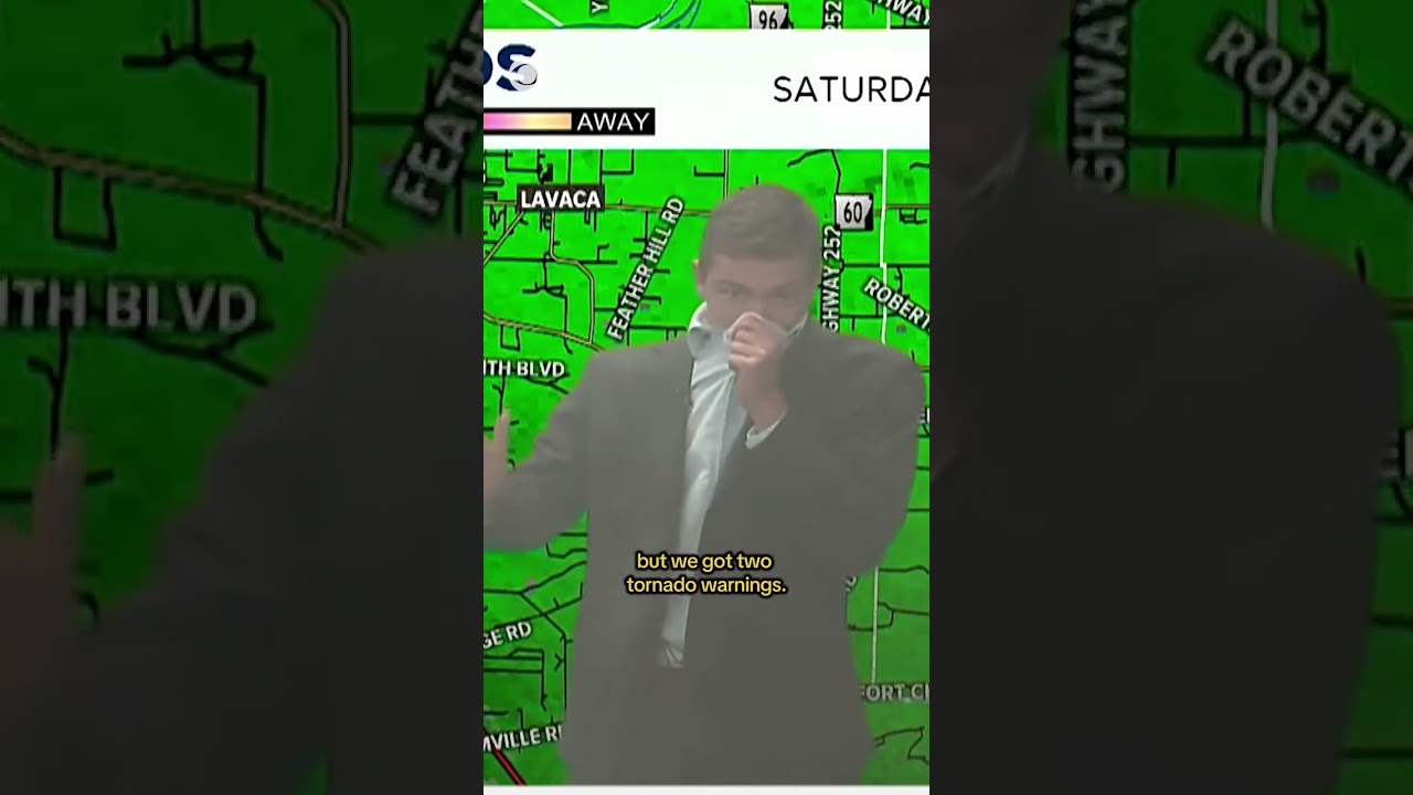 Meteorologist stays on air during fire to track tornado warnings #shorts