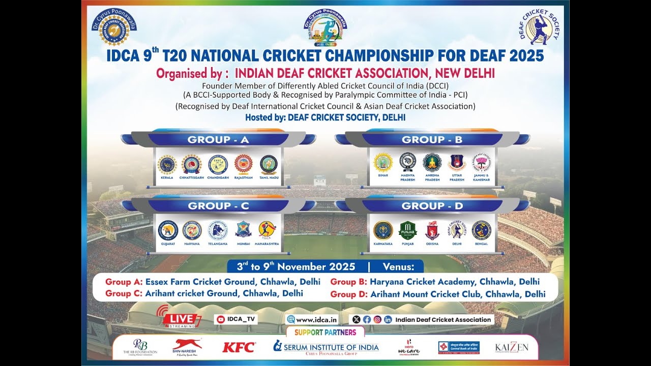 IDCA 9th T20 NATIONAL CRICKET CHAMPIONSHIP FOR DEAF 2025