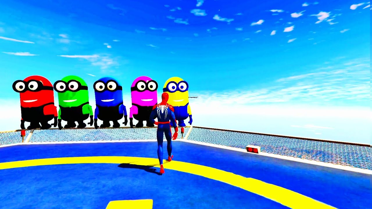 GTA 5 Epic Ragdolls RED SPIDERMAN VS RED MINION VS GREEN MINIONS Euphoria Physics & Funny Fails 10