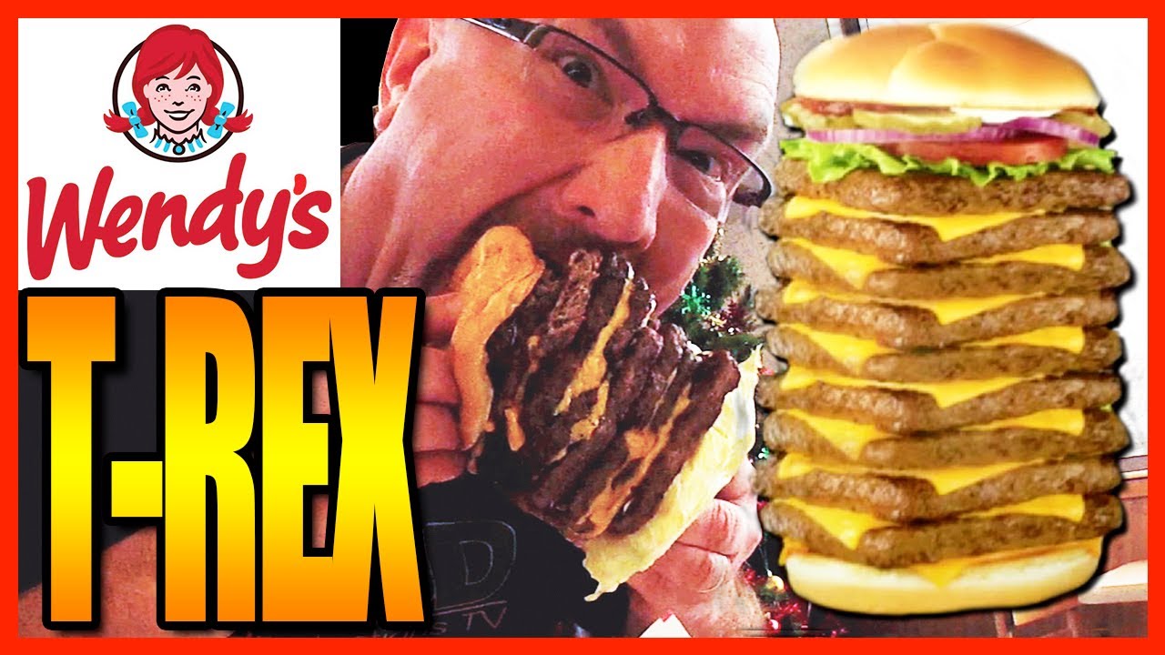Wendy's T-Rex Burger Challenge 2770 Calorie Burger 9 Patties and 9 Cheese WHAT!!! | KBDProductionsTV