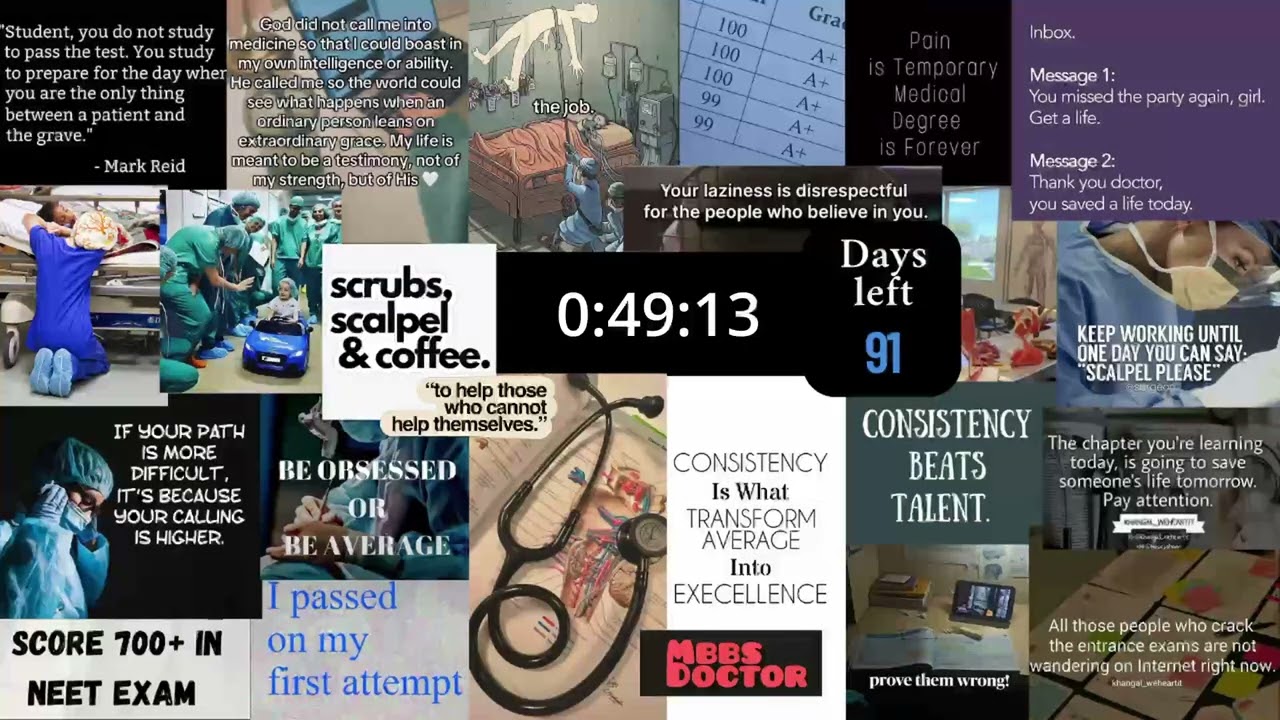 91 Days Left for NEET 2026 | 1 Hour Study Timer (No Music, No Excuses)