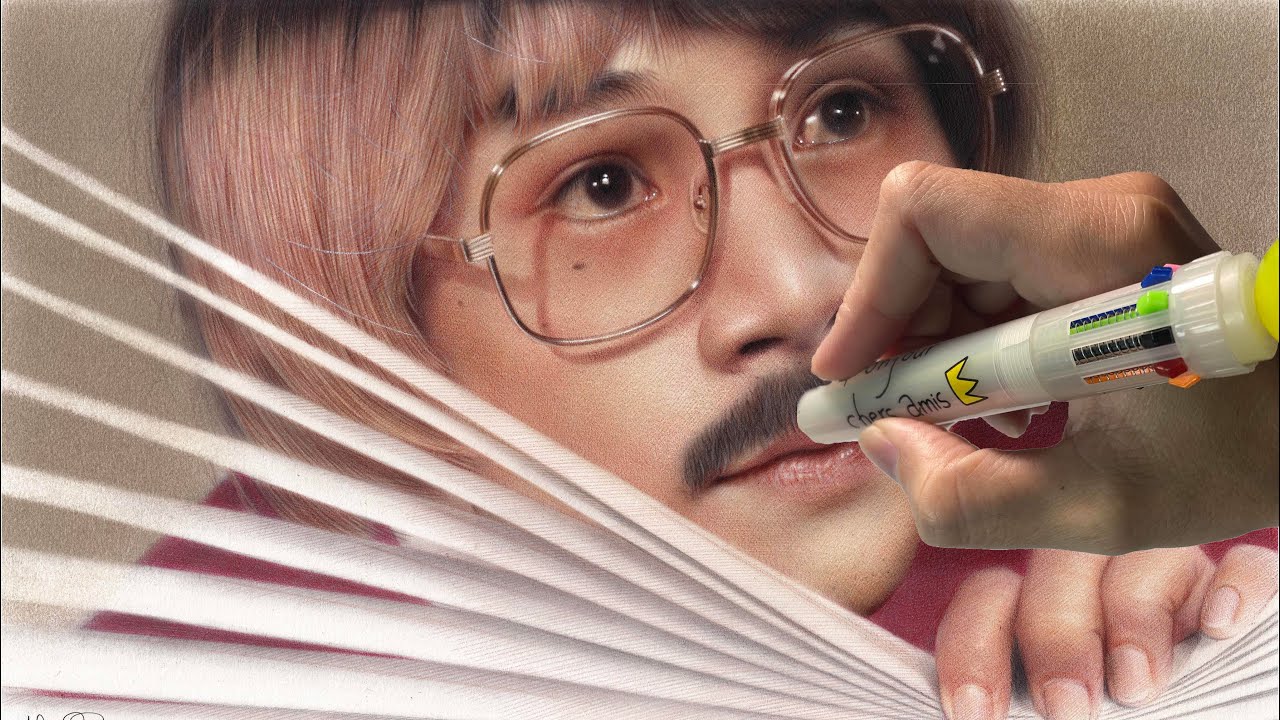Real- Time Drawing of Skin tone with Multi-Colored ballpoint pen.
