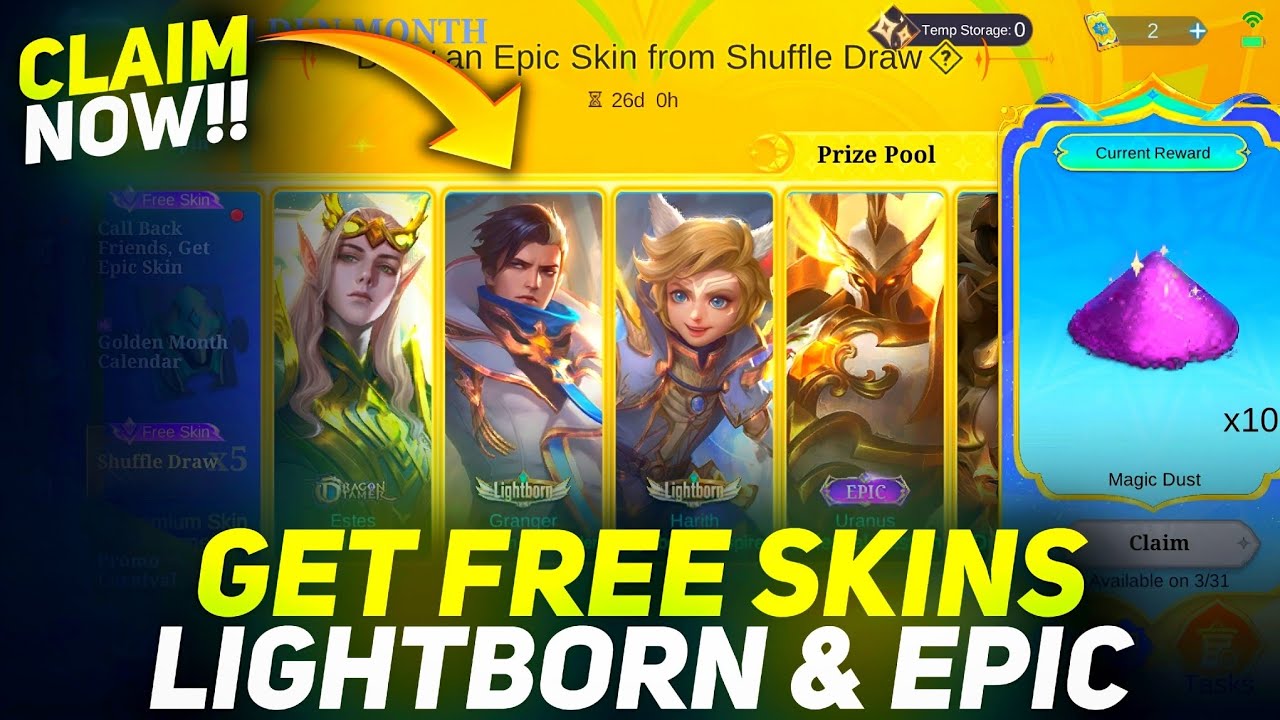 How To Get Free Lightborn & Epic Skins In Shuffle Draw Event | Moba Legends | Vrin