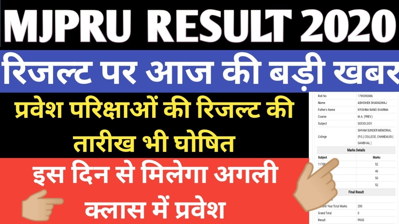 MJPRU RESULT DATE 2020 | MJPRU RESULT ENTRANCE RESULT | MJPRU RESULT | MJPRU | MJPRU RESULT 2020