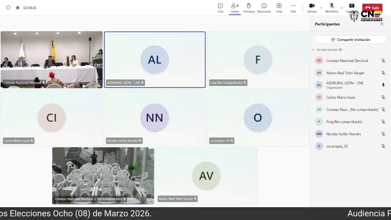 Audiencia Pública CNE Revocatoria Inscripción Candidatos Elecciones 08 de Marzo 2026.