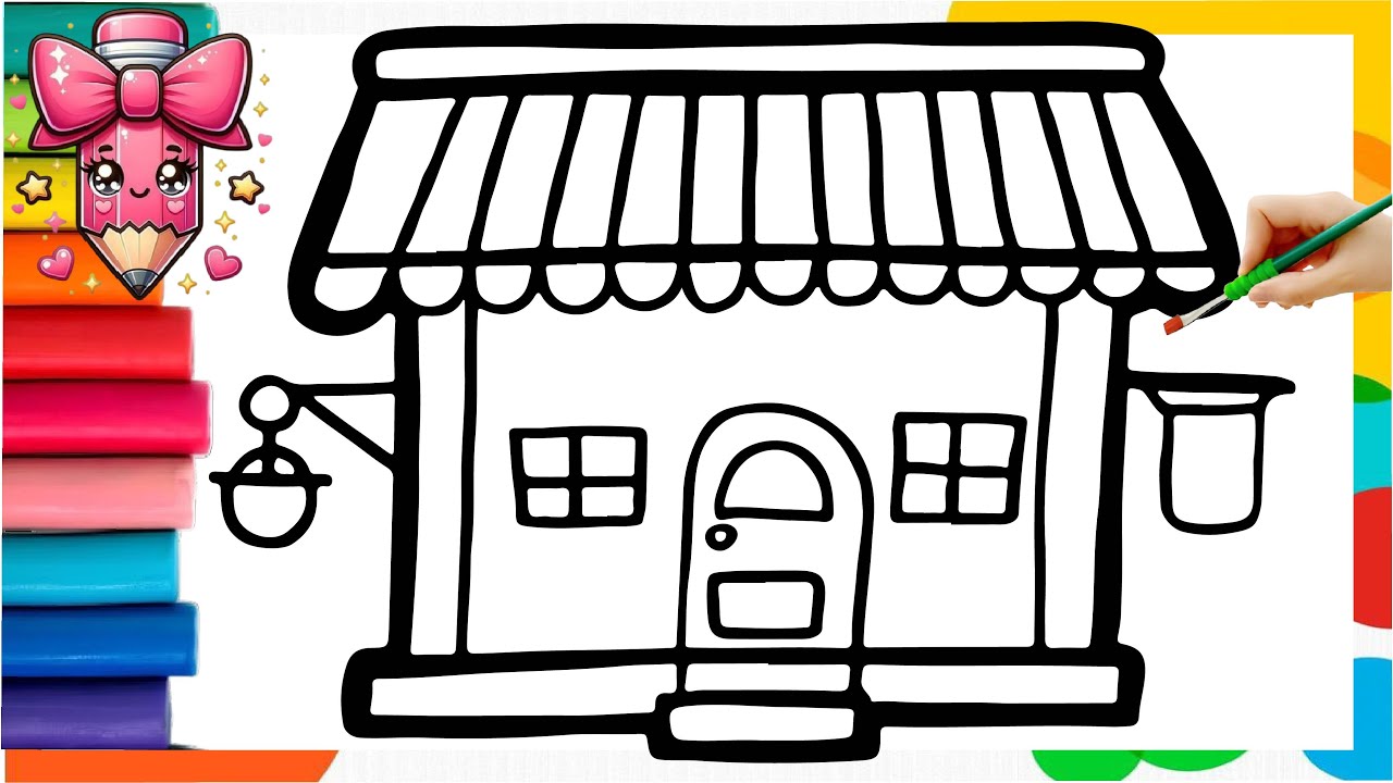 How To Draw simple shop Drawing, Painting & Coloring For Kids and Toddlers _  Child Art 🐋🌈