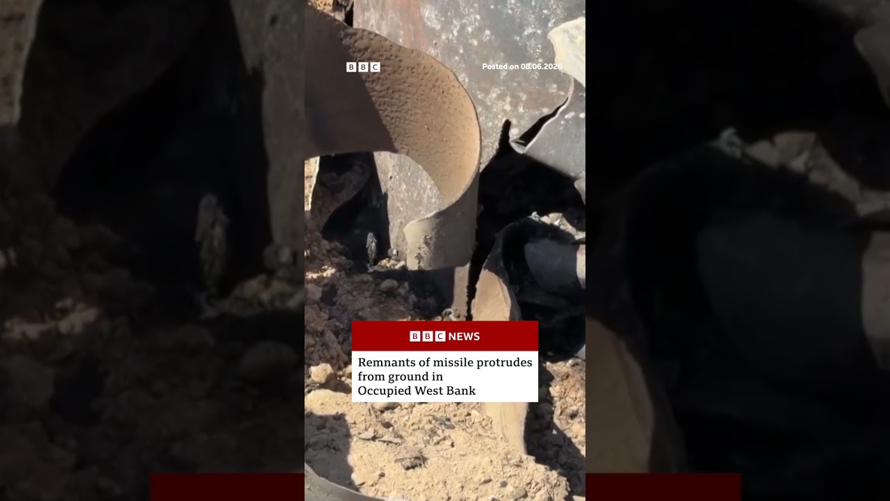 Part of a missile lands in the Israeli-occupied West Bank. #BBCNews