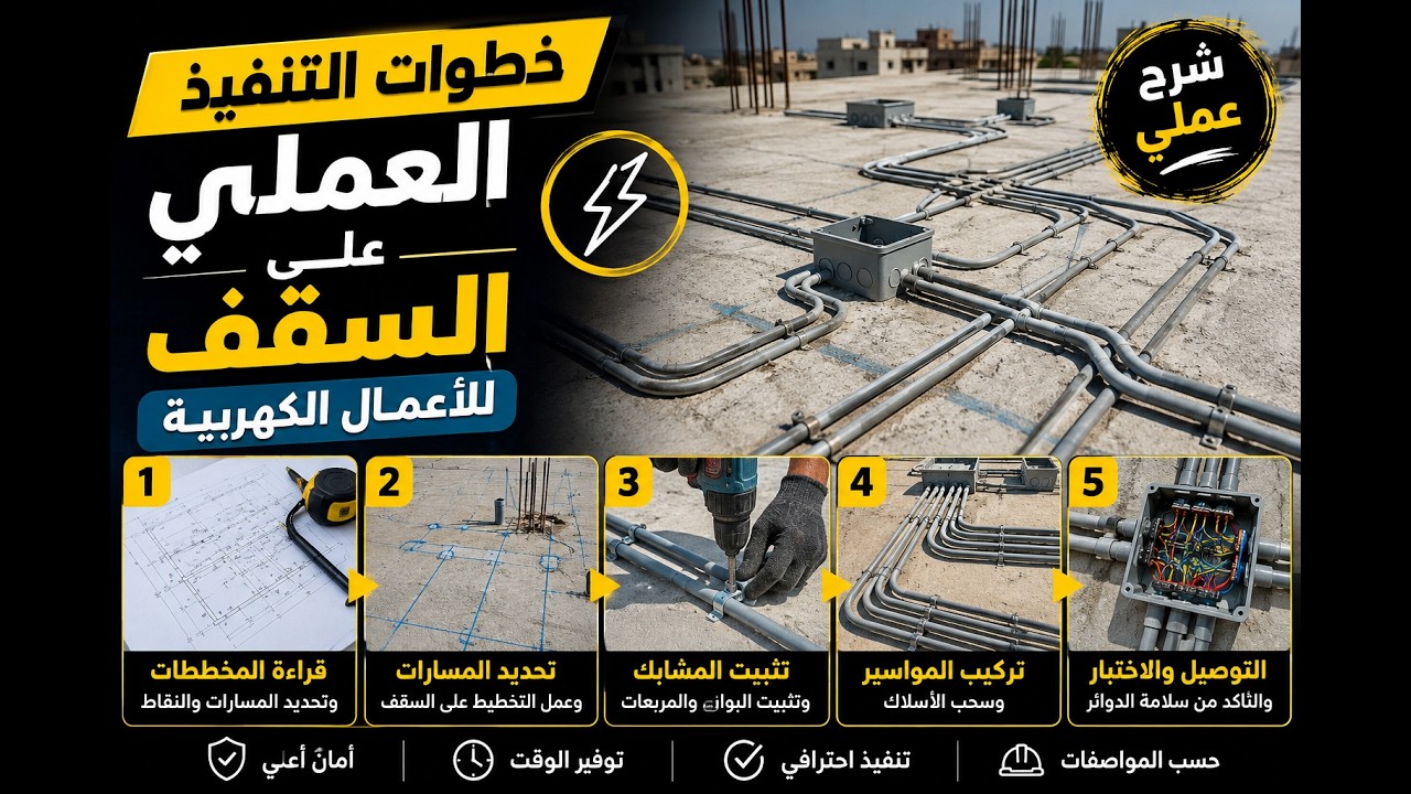 الطريقة الصحيحة لتجهيز المخطط الكهربي لتنفيذه على السقف مباشرة
