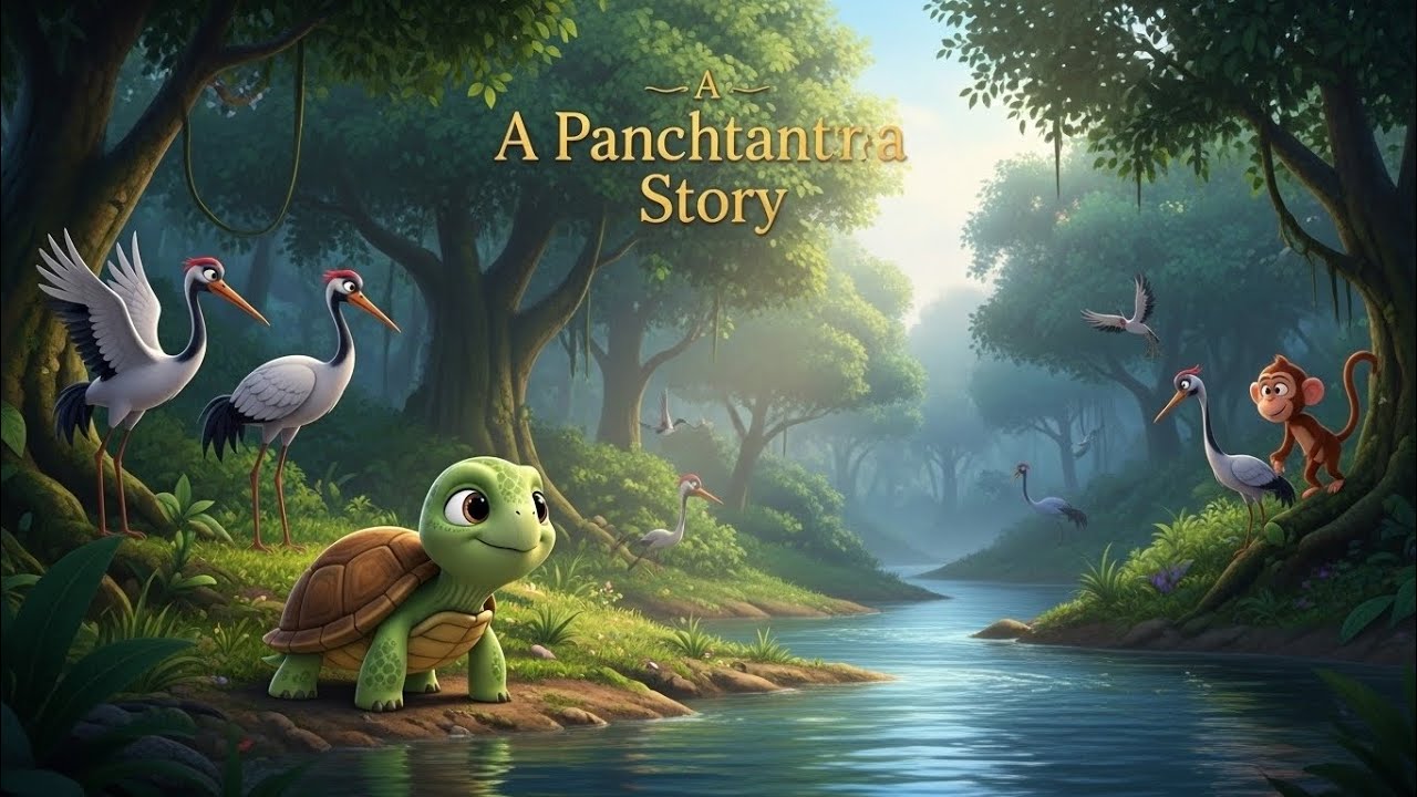 जब कछुआ गिर पड़ा 😲 | Clever Turtle Story | Panchatantra Moral Story Hindi for Kids
