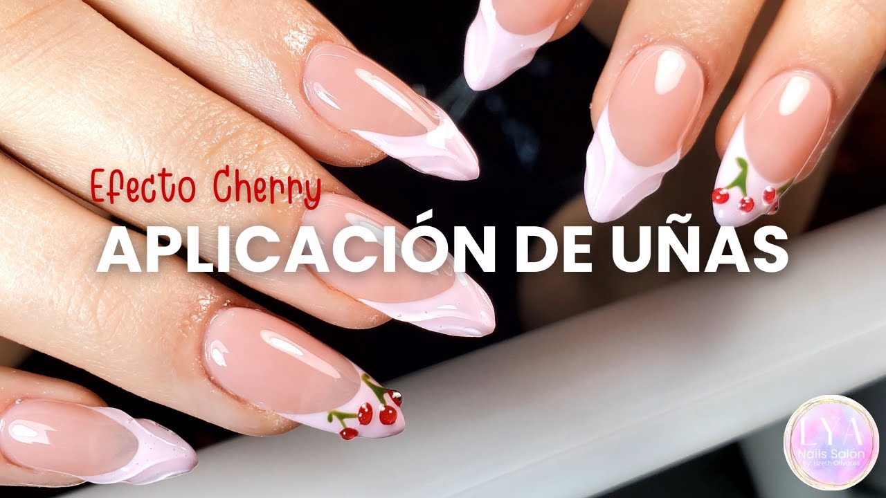 Diseño de uñas | aplicacion de uñas de cereza | cherry nails tutorial