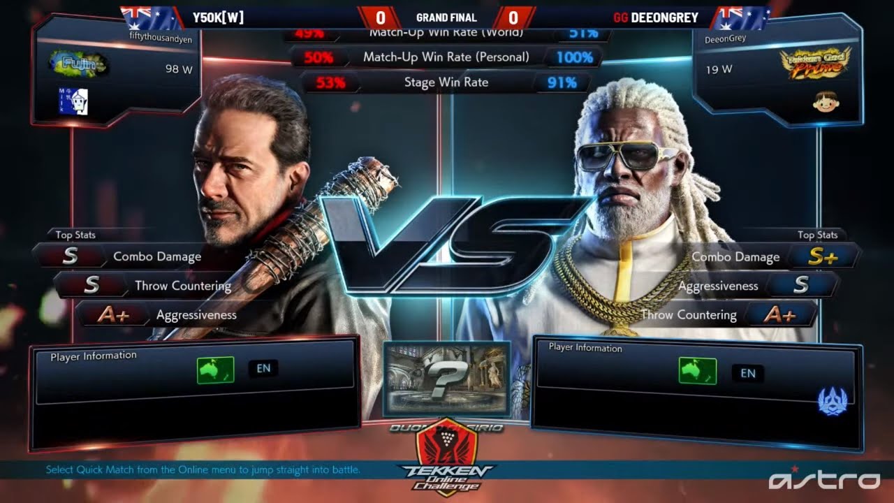 Y50K (Negan/Claudio/Leroy) vs GG DeeonGrey (Leroy) - #T7OnlineChallenge: Australia - Grand Final