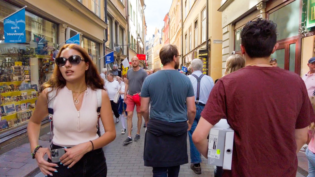 Walking in Stockholm | Crowded Summer Streets (4K, 60fps)