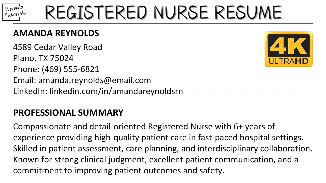 How To Write A Winning Registered Nurse (RN) Resume with Sample and Explanation | Writing Tutorials