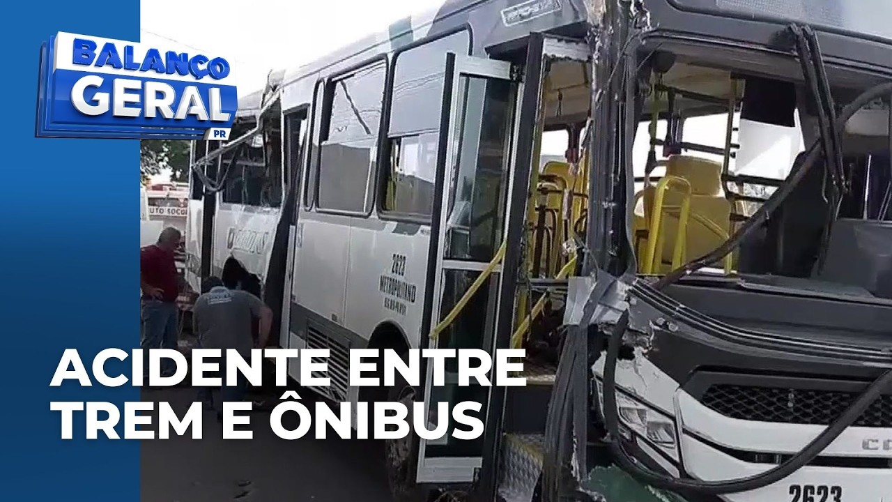 Câmera mostra acidente entre ônibus metropolitano e trem em Sarandi