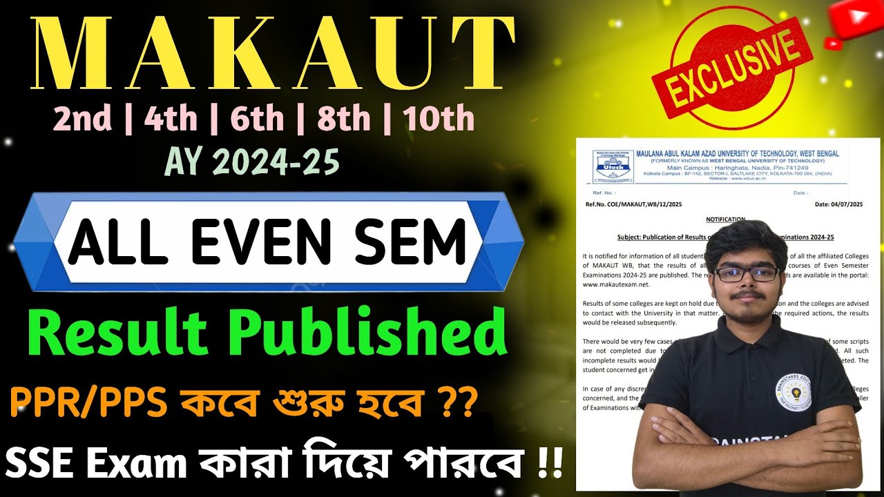 🔥 MAKAUT Even Sem Result Published | Huge Backlog‼️PPR Date? SSE Exam Eligibility Explained #makaut