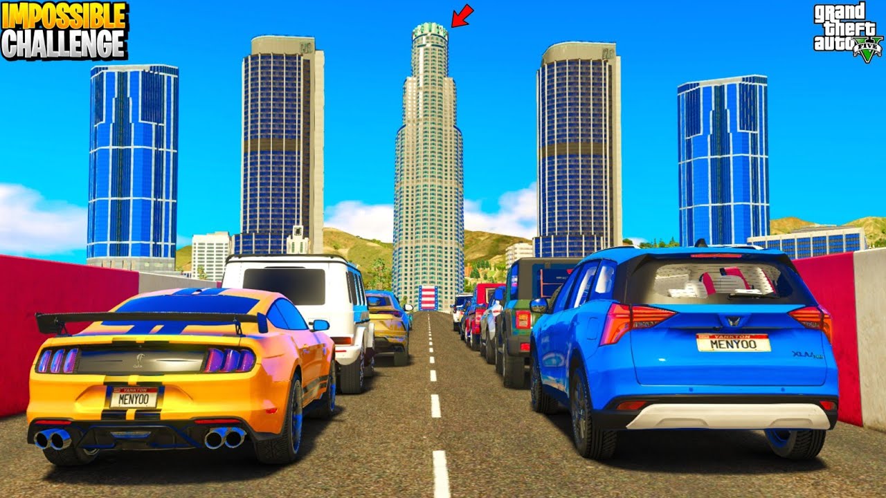 Indian Cars Vs Super Cars Vs BIGGEST Twin Tower Climbing Challenge | GTA 5 Indian Cars