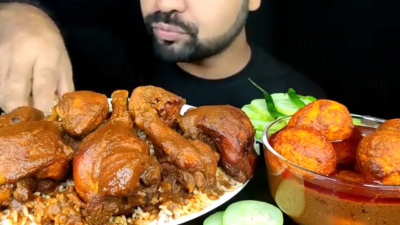 Eggs kari ডিম কারি -মাটান কারি- mutton kari -ছিকেন কারি chiken kari -rice ভাত-food eating video.