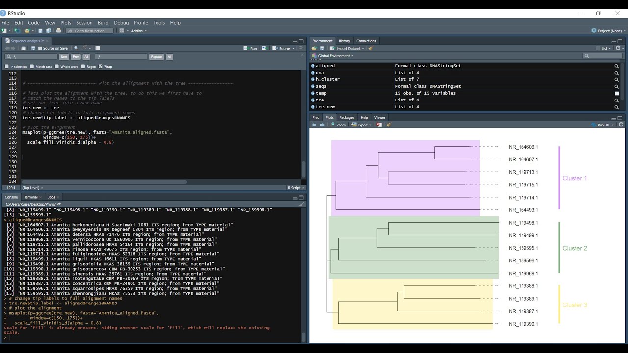Phylogenetic Analysis of ITS sequences in R
