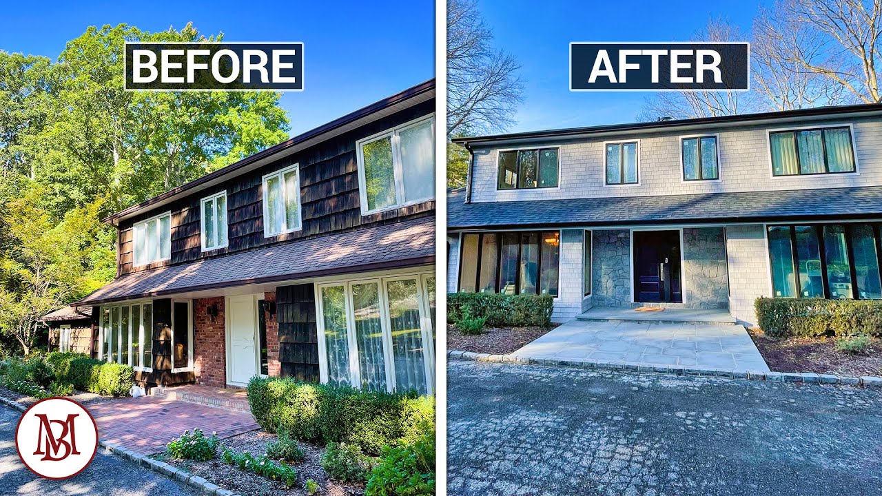 Before and After - Major Exterior Colonial Home Renovation