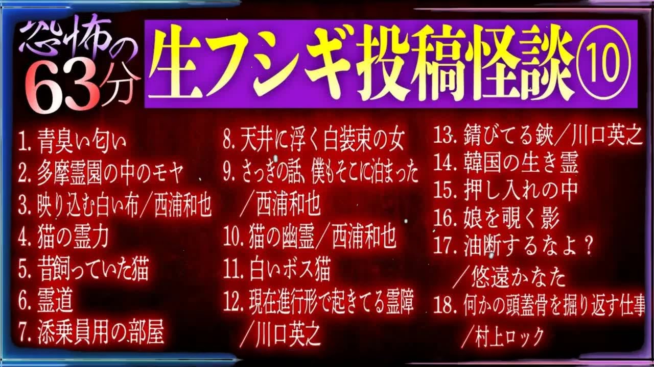 【恐怖の63分】生フシギで紹介した投稿怪談イッキ見せ第10弾！怒涛の18話！【ナナフシギ】