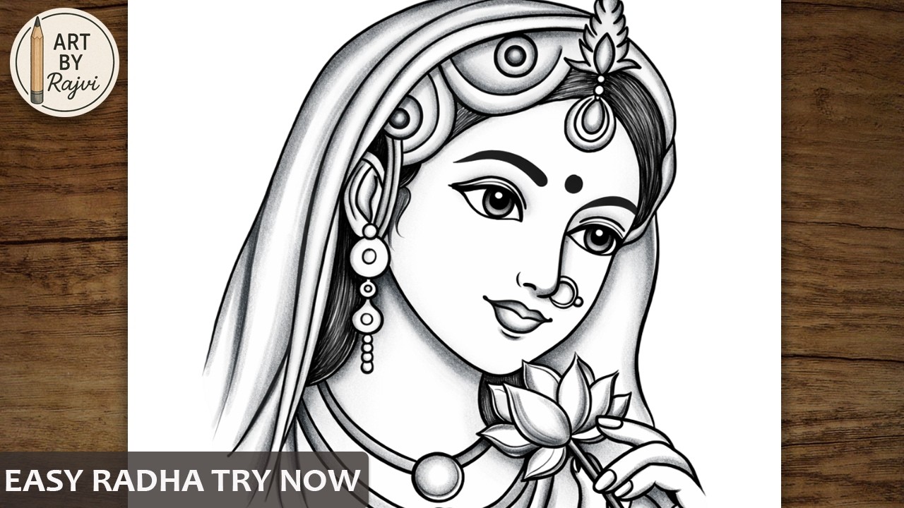 Radha Drawing Easy | Very Easy Pencil Drawing of Radha | How to Draw Krishna's Radha