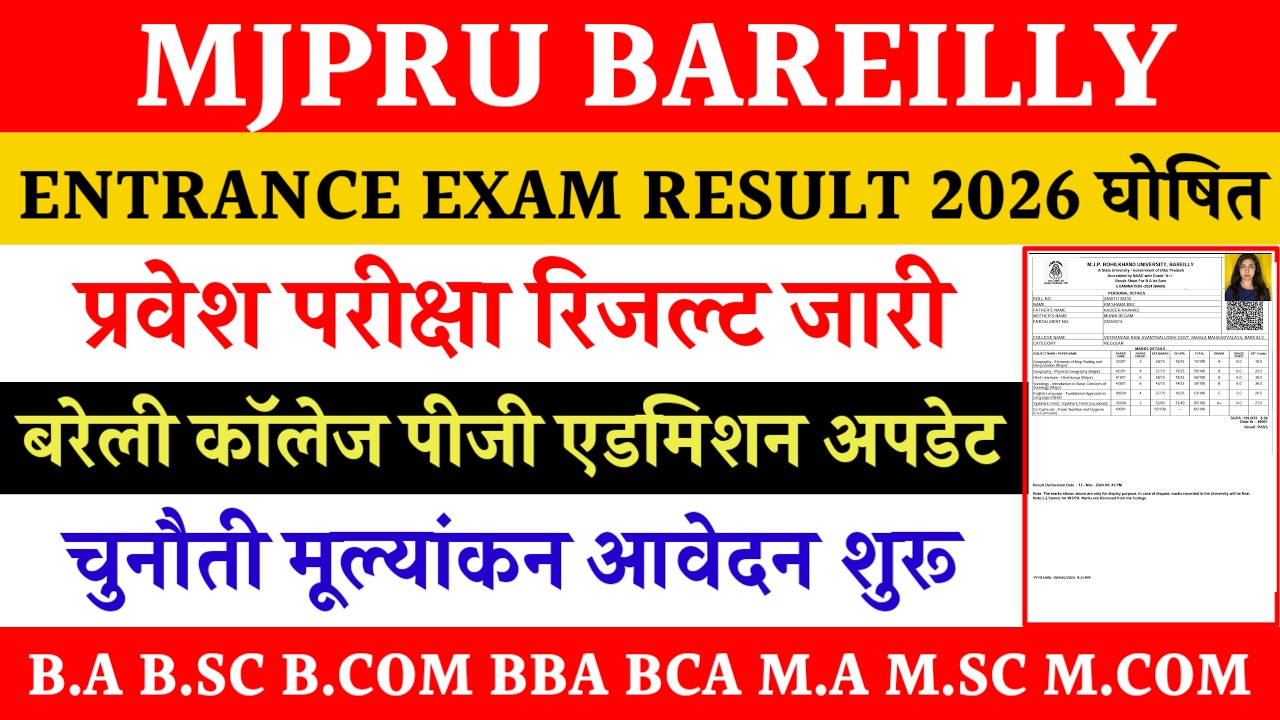 Mjpru entrance exam result 2026 | mjpru challenge evaluation form 2026 | pg admission Bly College