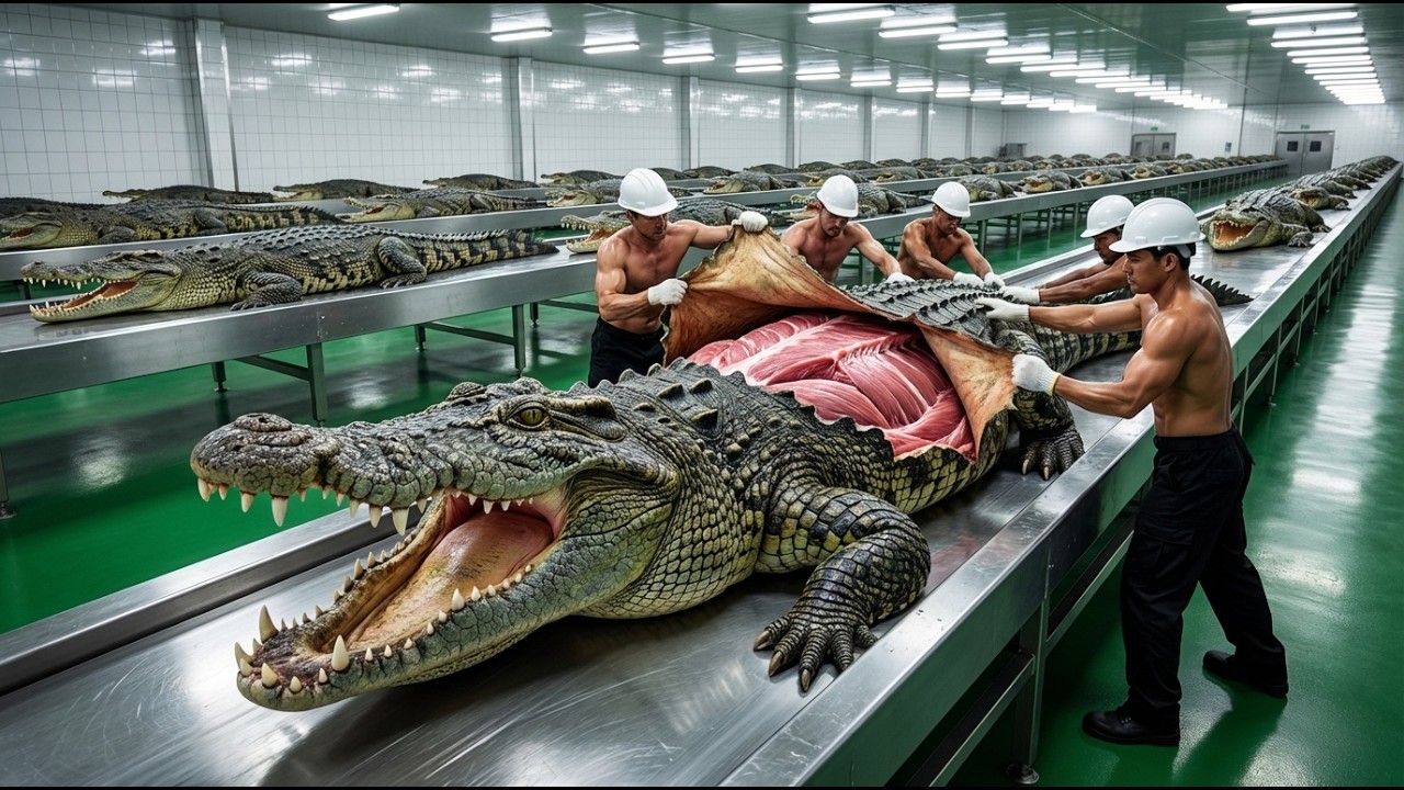 Inside a Giant Crocodile Mega-Factory: Leather Bags & Meat ( Full Process ) 🐊👜
