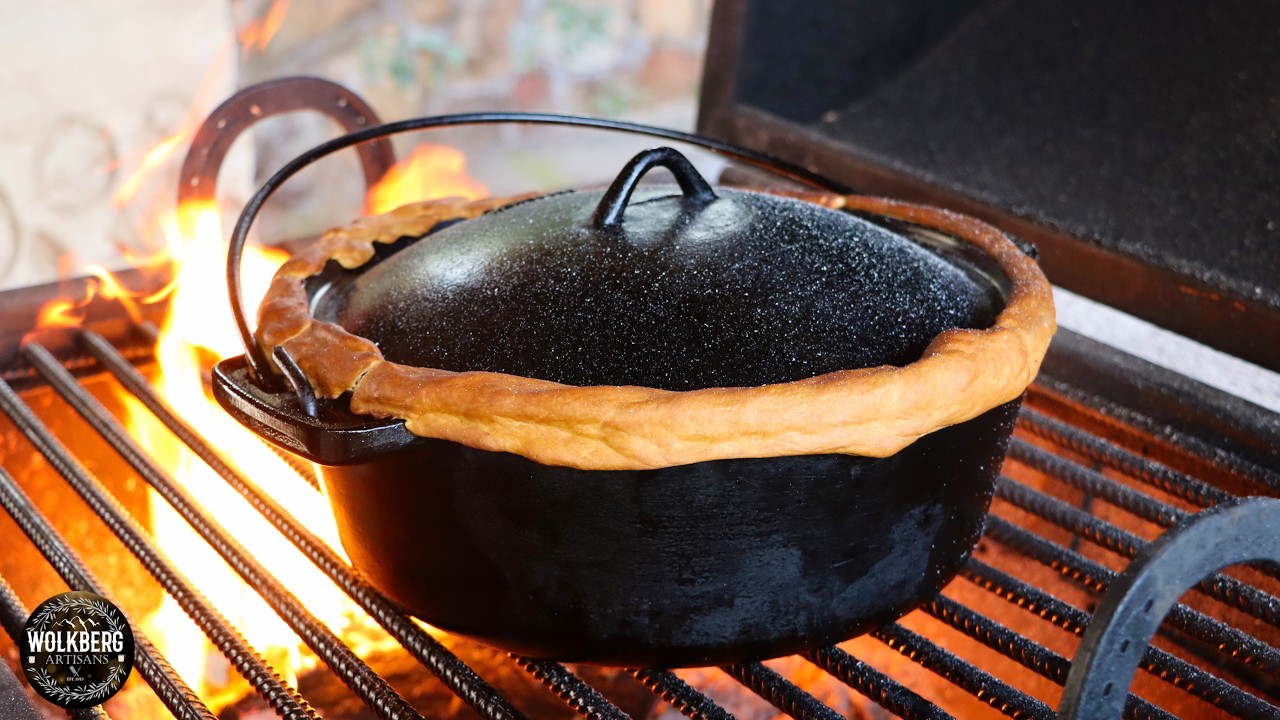 Curry Lamb & Rice Potjie Sealed with bread dough on the fire | Rice dishes recipes | Potjiekos |