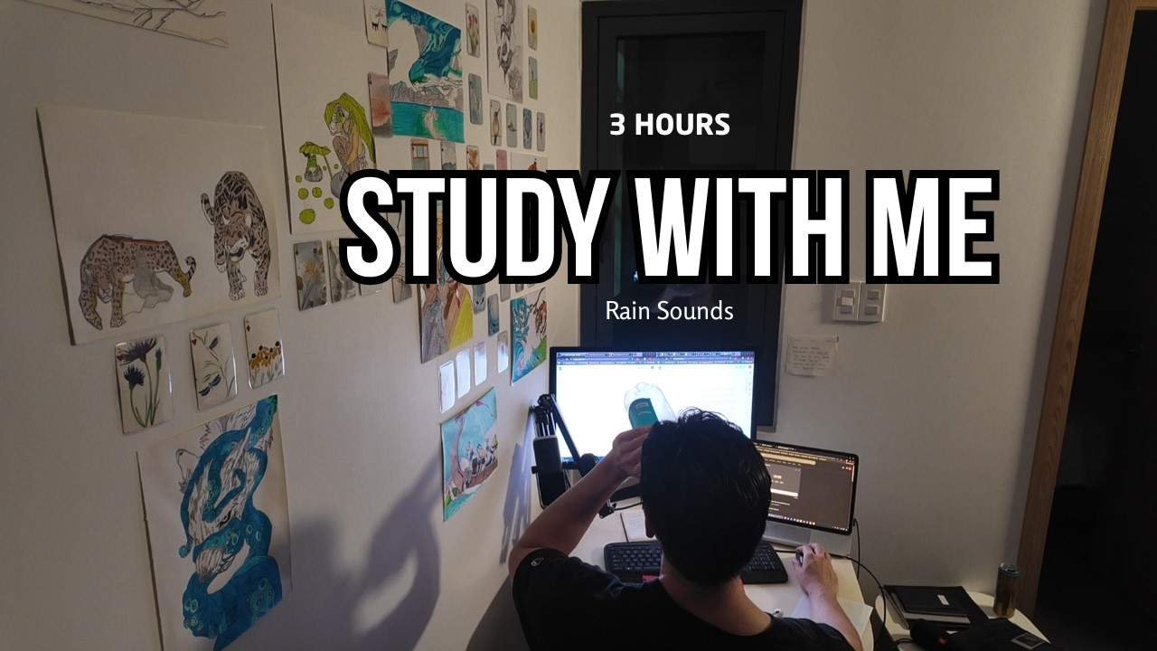 3-HOUR STUDY WITH ME  on a RAINY NIGHT 🌙 | Pomodoro 50-10 | Rain Sounds