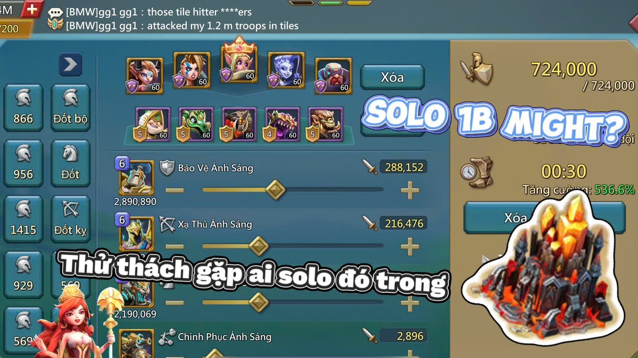 LORDS MOBILE WITH BABY HEALTHY !!! SOLO hết tất cả mọi thứ trong hỗn độn, kể cả 1b lực chiến ?