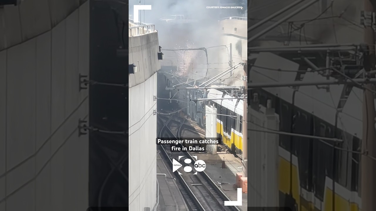 SPARKS FLY 🔥| Passengers aboard a DART train near Downtown Dallas caught fire